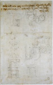 Architectural Studies、c.1560（紙に黒いチョーク） 作： Michelangelo Buonarroti